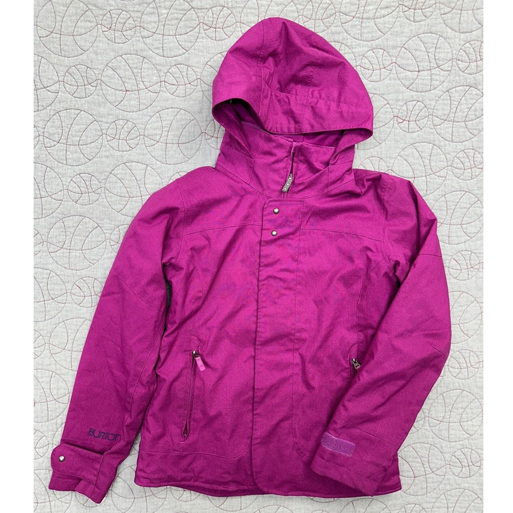Burton DryRide Snowboard Jacket Magenta Hooded Zip Snap / Womens Medium